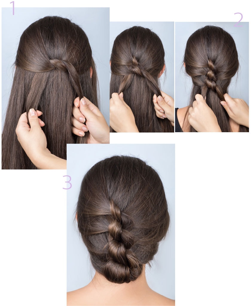 Hairstyle Long Hair Romantic Braided Bun Stock Photo 394245046 |  Shutterstock