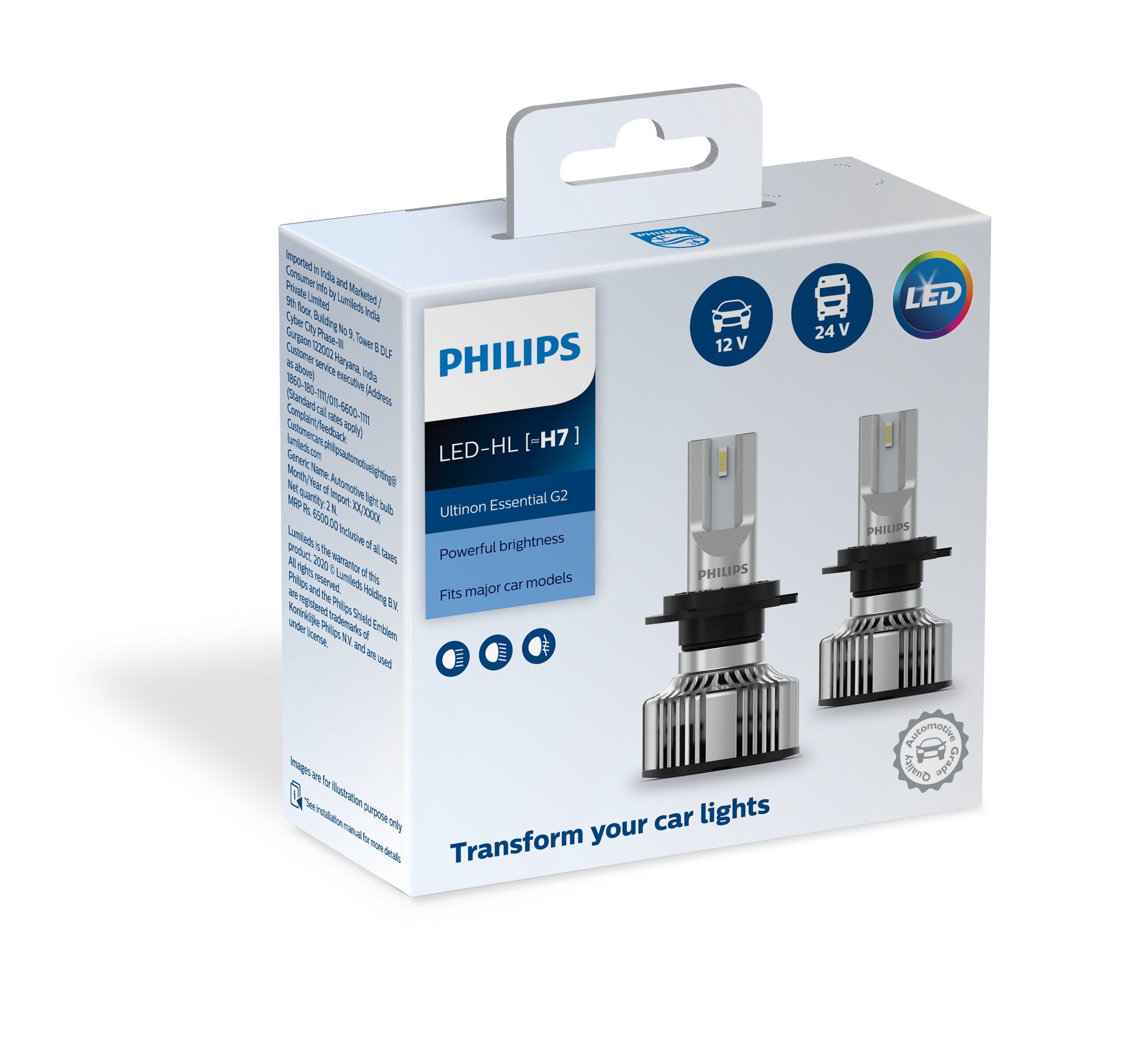 Kit Ampoules LED H3 PHILIPS Ultinon Pro9000 5800K +200%